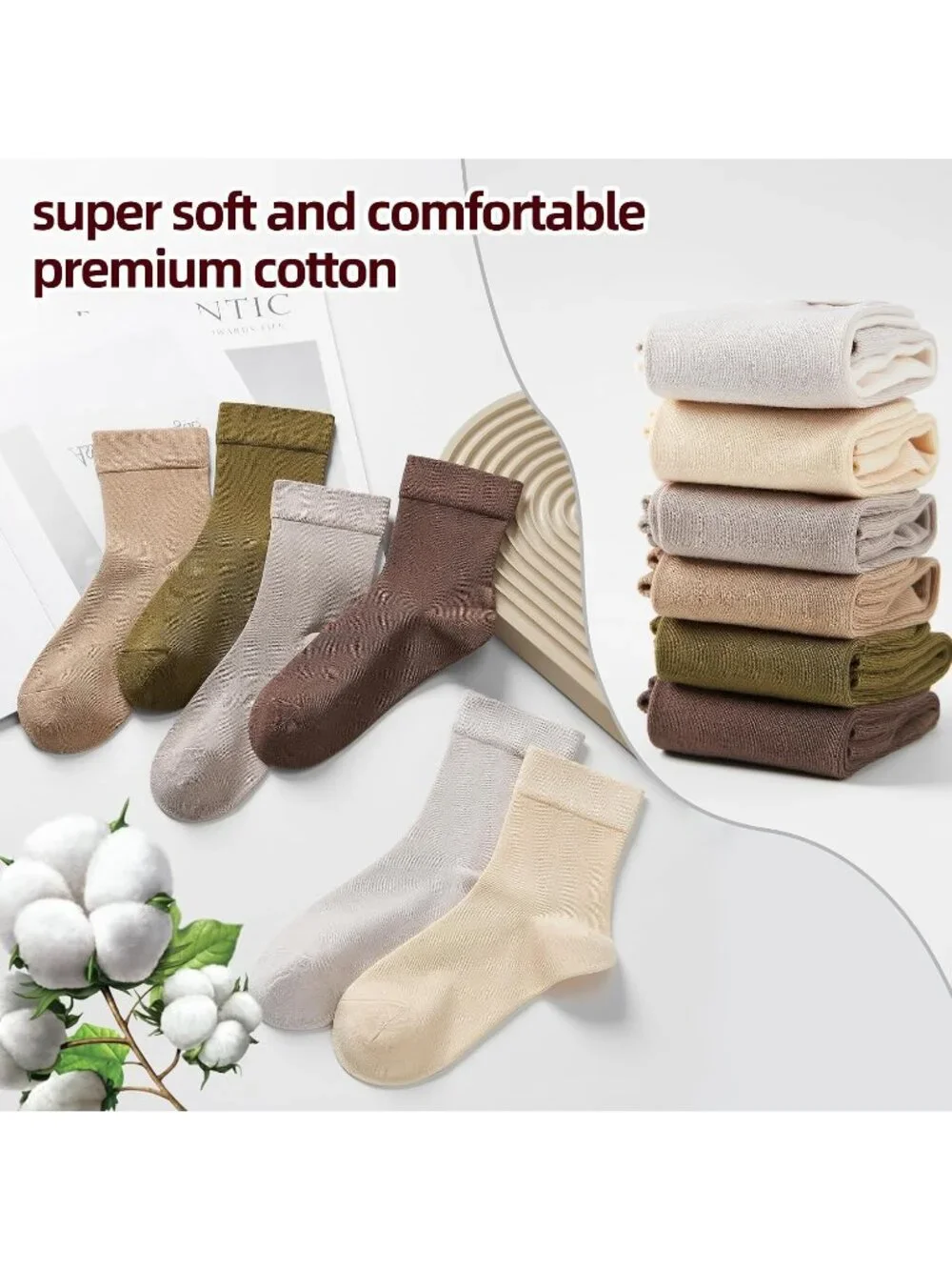 🧦Women's Fresh Colour 6 Pairs Thin Above Ankle Socks Cotton Crew Socks